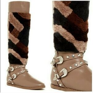 IVY KIRZHNER Husky stud & shearling boots